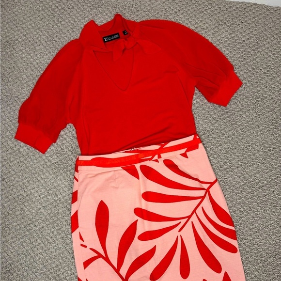 NY&C Red Puff Sleeve Knit Sailor Top XS - Picture 6 of 6